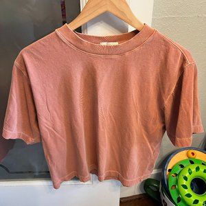 RicherPoorer Women's Relaxed Crop Tee Blush Light Pink size small